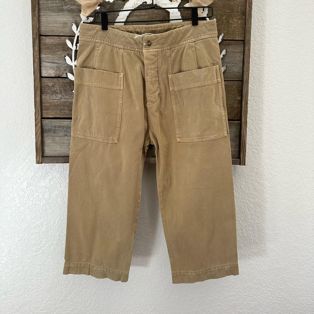 James Perse tan khaki cropped chino pants button fly size 28‎